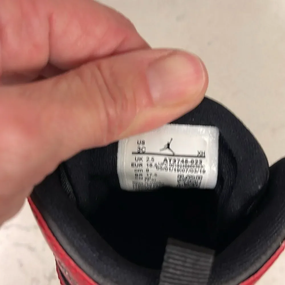 2019 Air Jordan 1 Crib Bootie 'Banned' Size 3C AT3745-023 Red & Black